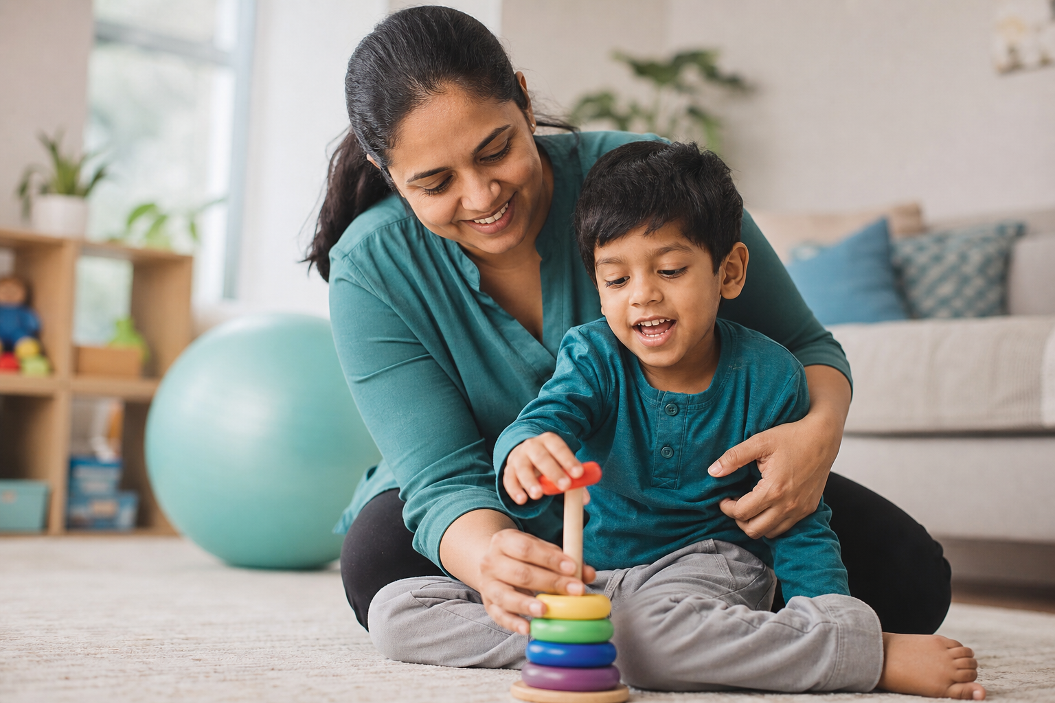 Parent supporting a child during a developmental journey
