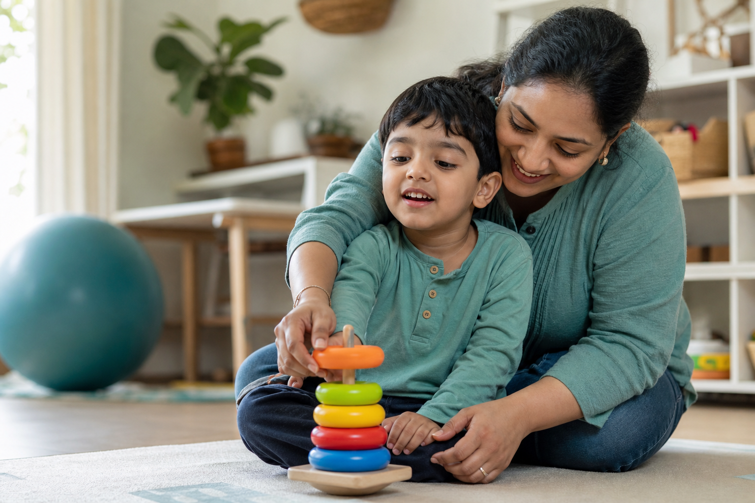 Parents supporting their child during a milestone